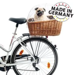 Cesta Para Bicicletas Aumüller Con Rejilla Para Portaequipajes -Ofertas Mascotas Tienda 161796 aumueller hunde fahrradkorb schutzgitte natur dog 56x36x44cm hs 04 8 9