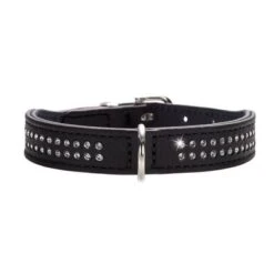 Collar De Cuero HUNTER Diamond Petit Negro Para Perros
