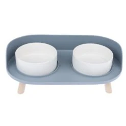 TIAKI Comedero Doble De Cerámica Para Mascotas -Ofertas Mascotas Tienda 302496 tiaki napf duo grau fg 6149 6