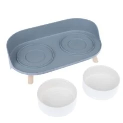 TIAKI Comedero Doble De Cerámica Para Mascotas -Ofertas Mascotas Tienda 302496 tiaki napf duo grau fg 6152 3