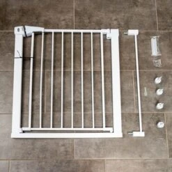 Barrera Blanca TIAKI Con 7 Cm De Extensión Para Perros -Ofertas Mascotas Tienda 334597 tiaki dog gate white fg 8223 9
