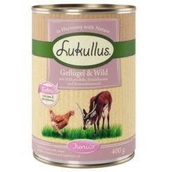 Lukullus Junior Con Ave Y Venado Sin Cereales -Ofertas Mascotas Tienda 400g junior 1000x1000 1