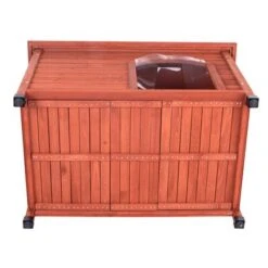 Caseta De Madera Woody Con Puerta Para Perros -Ofertas Mascotas Tienda 55518 woody flachdach fg 8302 3