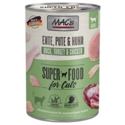 MAC's 6 X 400 G En Latas Para Gatos -Ofertas Mascotas Tienda 63602 pla macs katzenfutter ente pute huhn 400g hs 01 0 1