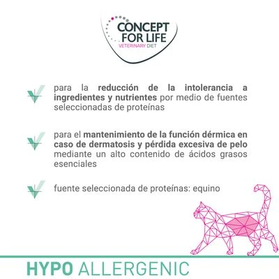 Concept For Life Veterinary Diet Hypoallergenic Con Caballo Para Gatos 2 Concept For Life Veterinary Diet Hypoallergenic Con Caballo Para Gatos - Imagen 2