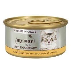 My Star Bocaditos En Salsa Gourmet En Latas 24 X 85 G Para Gatos -Ofertas Mascotas Tienda mystar littlegourmet chunksingravy chickenzucchini 85g 0